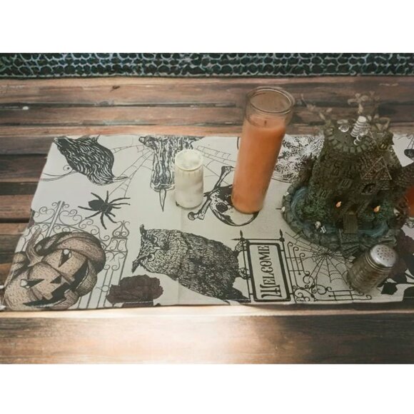 Halloween Table Runner Decorative Cloth Haunted Decoration Holiday Home Decor - Picture 7 of 16